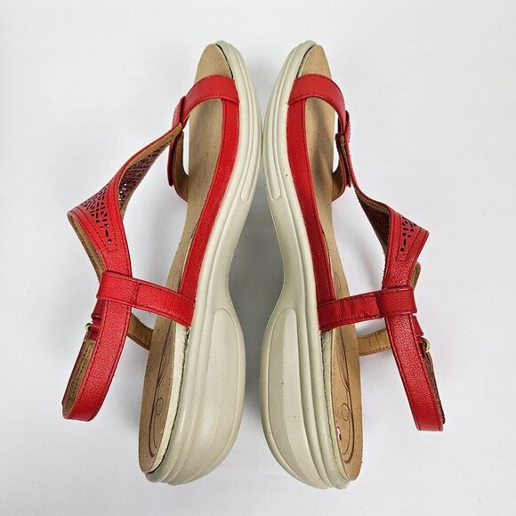 Revere Santa Fe Red Leather Adjustable/T-Strap Comfort Sandal EU 41 W/US 10 W - Picture 5 of 13